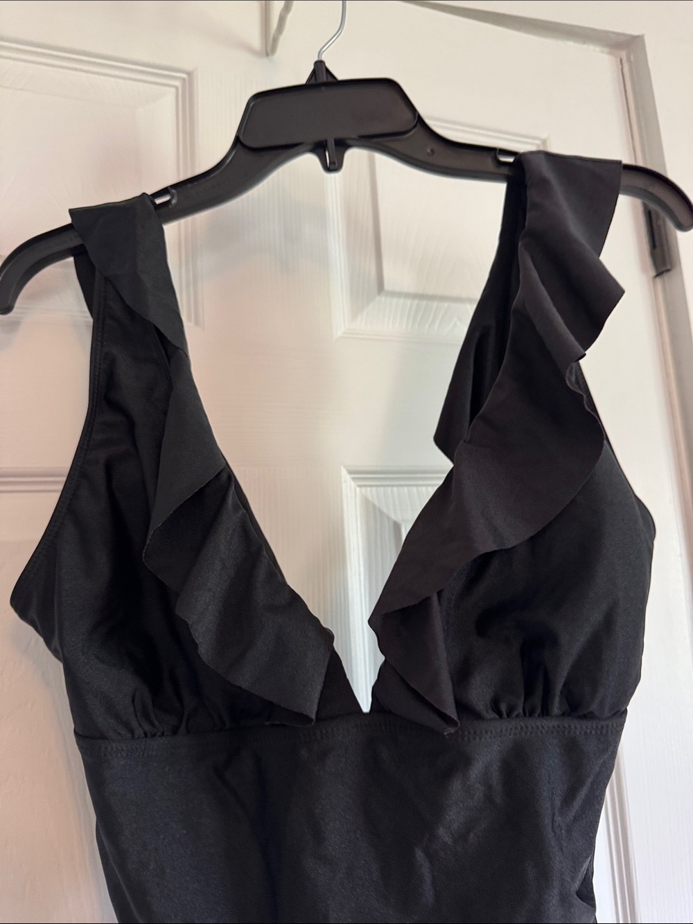 Black Ruffled One-Piece Swimsuit - Picture 3 of 8